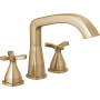Delta Stryke Deck Mounted Roman Tub Filler with Cross Handles Lumicoat Champagne Bronze