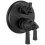 Delta Dorval 17T Series Thermostatic Valve Trim with Integrated Volume Control and 3 Function Diverter for Two Shower Applications - Less Rough-In Matte Black