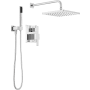 Delta Modern Square Non Shared Function Shower System Package with 1.75GPM Single Function Shower Head and Hand Shower - Less Rough-In Chrome