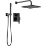 Delta Modern Square Non Shared Function Shower System Package with 1.75GPM Single Function Shower Head and Hand Shower - Less Rough-In Matte Black