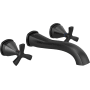 Delta Stryke 1.2 GPM Wall Mounted Widespread Bathroom Faucet with Cross Handles Less Valve - Limited Lifetime Warranty Matte Black