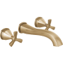 Delta Stryke 1.2 GPM Wall Mounted Widespread Bathroom Faucet with Cross Handles Less Valve - Limited Lifetime Warranty Lumicoat Champagne Bronze