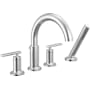 Delta Altado Deck Mounted Roman Tub Filler with Built-In Diverter and Included Hand Shower - Less Rough In Chrome