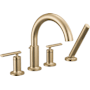 Delta Altado Deck Mounted Roman Tub Filler with Built-In Diverter and Included Hand Shower - Less Rough In Champagne Bronze