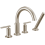 Delta Altado Deck Mounted Roman Tub Filler with Built-In Diverter and Included Hand Shower - Less Rough In Brilliance Stainless