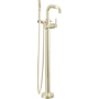 Delta Trinsic Floor Mounted Tub Filler with Integrated Diverter and Hand Shower - Less Rough-In Valve Brilliance Polished Nickel