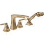 Delta Ashlyn Deck Mounted Roman Tub Filler with Built-In Diverter - Includes Hand Shower Champagne Bronze