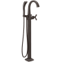 Delta Stryke Floor Mounted Tub Filler with Integrated Diverter, Hand Shower, Arc Spout, and Helo Style Handle - Less Rough In Venetian Bronze