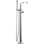 Delta Tetra Floor Mounted Tub Filler with Built-In Diverter and Included Hand Shower - Less Handle and Rough In Lumicoat Chrome