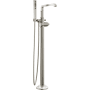 Delta Tetra Floor Mounted Tub Filler with Built-In Diverter and Included Hand Shower - Less Handle and Rough In Lumicoat Stainless