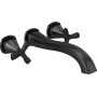 Delta Stryke Double Handle Wall Mounted Tub Filler Trim with Helo Style Handles - Less Rough In Matte Black