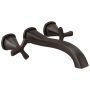 Delta Stryke Double Handle Wall Mounted Tub Filler Trim with Helo Style Handles - Less Rough In Venetian Bronze