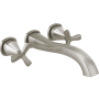 Delta Stryke Double Handle Wall Mounted Tub Filler Trim with Helo Style Handles - Less Rough In Lumicoat Stainless