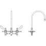 Delta Double Handle 1.5GPM Ceramic Disc Below Deckmount Kitchen Faucet with Blade Handles Gooseneck Spout and Antimicrobial by AgION from the Commercial Series Chrome / R7 Spout