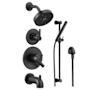 Delta Monitor 17 Series Pressure Balanced Tub and Shower System with Volume Control, Shower Head, Hand Shower, and Slide Bar - Includes Rough-In Valves Matte Black