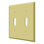Deltana Solid Brass 2 Gang Double Toggle Switch Wall Plate Polished Brass