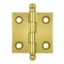 Deltana 1-1/2" x 1-1/2" Solid Brass Cabinet Hinges with Ball Tip Finials - Pair Lifetime Polished Brass