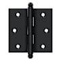 Deltana 2-1/2" x 2-1/2" Solid Brass Cabinet Hinge with Ball Tip Finials - Pair Black