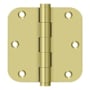 Deltana 3-1/2" x 3-1/2" Solid Brass 5/8" Radius Corner Plain Bearing Mortise Hinge - Pair Unlacquered Brass