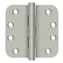 Deltana 4" x 4" Solid Brass 5/8" Radius Corner Plain Bearing Full Mortise Hinge - Pair Brushed Nickel