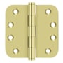 Deltana 4" x 4" Solid Brass 5/8" Radius Corner Plain Bearing Full Mortise Hinge - Pair Unlacquered Brass