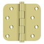 Deltana 4" x 4" Solid Brass 5/8" Radius Corner Plain Bearing Mortise Hinge - Pair Unlacquered Brass