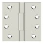 Deltana 4" x 4" Solid Brass Square Corner Plain Bearing Full Mortise Hinge - Pair Bright Nickel