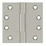 Deltana 4" x 4" Solid Brass Square Corner Plain Bearing Full Mortise Hinge - Pair Satin Nickel