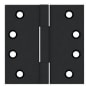 Deltana 4" x 4" Solid Brass Square Corner Plain Bearing Full Mortise Hinge - Pair Black