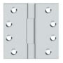 Deltana 4" x 4" Solid Brass Square Corner Plain Bearing Full Mortise Hinge - Pair Bright Chrome