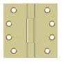 Deltana 4" x 4" Solid Brass Square Corner Plain Bearing Full Mortise Hinge - Pair Unlacquered Bright Brass