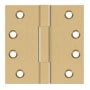 Deltana 4" x 4" Solid Brass Square Corner Plain Bearing Full Mortise Hinge - Pair Satin Brass