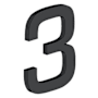 Deltana 4" Stainless Steel Address Number "3" with Risers Black