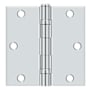Deltana 3-1/2" x 3-1/2" Ball Bearing Square Corner Hinge - Pair Polished Chrome