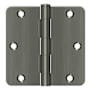 Deltana 3-1/2" x 3-1/2" Plain Bearing 1/4" Radius Corner Full Mortise Hinge - Pair Antique Nickel
