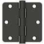 Deltana 3-1/2" x 3-1/2" Plain Bearing 1/4" Radius Corners Mortise Hinge - Pair Black