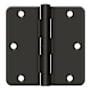 Deltana 3-1/2" x 3-1/2" Plain Bearing 1/4" Radius Corner Full Mortise Hinge - Pair Oil Rubbed Bronze