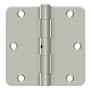 Deltana 3-1/2" x 3-1/2" Plain Bearing 1/4" Radius Corner Full Mortise Hinge - Pair Brushed Nickel