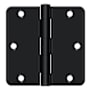 Deltana 3-1/2" x 3-1/2" Plain Bearing 1/4" Radius Corner Full Mortise Hinge - Pair Black