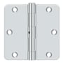 Deltana 3-1/2" x 3-1/2" Plain Bearing 1/4" Radius Corner Full Mortise Hinge - Pair Polished Chrome