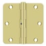 Deltana 3-1/2" x 3-1/2" Plain Bearing 1/4" Radius Corner Full Mortise Hinge - Pair Polished Brass