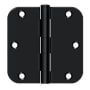 Deltana 3-1/2 x 3-1/2 Plain Bearing 5/8" Radius Corner Full Mortise Hinge - Pack of 50 Pairs Flat Black