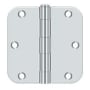 Deltana 3-1/2 x 3-1/2 Plain Bearing 5/8" Radius Corner Full Mortise Hinge - Pack of 50 Pairs Bright Chrome