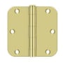 Deltana 3-1/2 x 3-1/2 Plain Bearing 5/8" Radius Corner Full Mortise Hinge - Pack of 50 Pairs Polished Brass