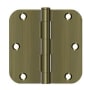 Deltana 3-1/2 x 3-1/2 Plain Bearing 5/8" Radius Corner Full Mortise Hinge - Pack of 50 Pairs Antique Brass