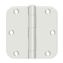 Deltana 3-1/2 x 3-1/2 Plain Bearing 5/8" Radius Corner Full Mortise Hinge - Pack of 50 Pairs White