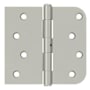 Deltana 4-1/4" x 4-1/4" Plain Bearing Square x 5/8" Radius Corner Mortise Door Hinge - Pair Brushed Nickel