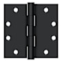 Deltana 4-1/2" x 4-1/2" Square Corner Plain Bearing Mortise Hinge - Pair Black