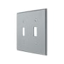 Deltana Solid Brass 2 Gang Double Toggle Switch Wall Plate Satin Chrome