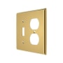 Deltana Modern Architectural 2 Gang Wall Switch Plate - 1 Duplex Outlet and 1 Single Toggle Lifetime Polished Brass